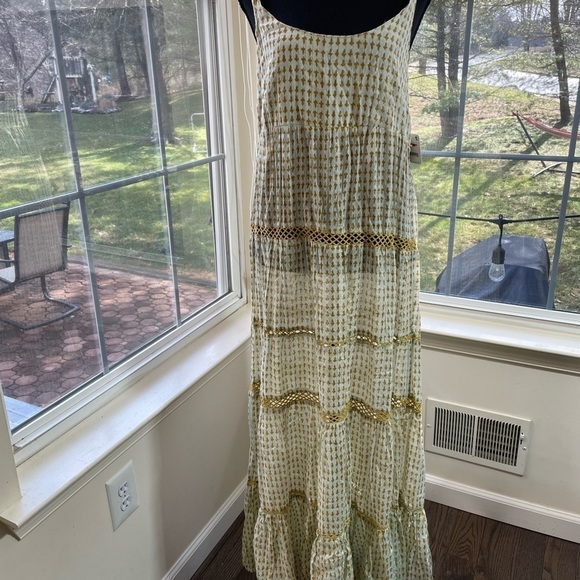 Free People Women’s Midnight Dance Printed Cotton Maxi Dress Light Grey XS - Picture 8 of 16